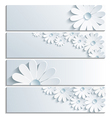 set of grey banner with 3d chamomile vector image