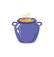magic cauldron with boiling potion vector image