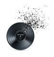 vinyl record with flow music notes musical banner vector image