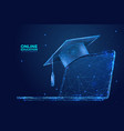 abstract graduation cap on a laptop vector image vector image