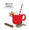 christmas cup hot chocolate or coffee drink vector image