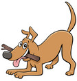 cartoon dog comic animal character with stick vector image