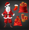 santa suit and christmas attributes set vector image
