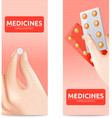 hand with pills set vector image vector image