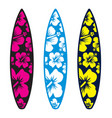 surfboards with hawaiian hibiscus flower pattern vector image