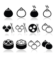 chinese dumplings asian food dim sum icons vector image