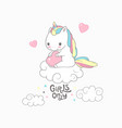 cute baby unicorn girls only typography poster vector image vector image