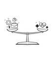 hand drawn doodle health and work on scales vector image vector image