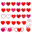 set of red hearts vector image vector image