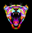 angry colorful liones on pop art style vector image vector image