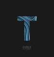 curly textured letter t vector image vector image