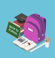 isometric blackboard with text back to school and vector image