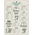 price list vector image
