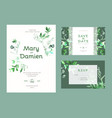wedding invitation kit decorated with green leaves vector image