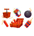 cartoon set of tnt explosives isolated on white vector image