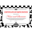 chess tournament participation certificate award vector image