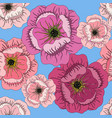 seamless summer pattern with roses on blue vector image vector image