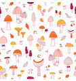 doodle mushrooms pattern vector image