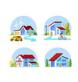 house flat design set with trees vector image vector image
