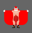 santa claus exhibitionist and red bag isolated vector image