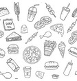 seamless line pattern with fast food for menu vector image