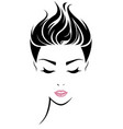 women short hair style icon logo face vector image