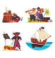 cartoon pirate compositions set vector image