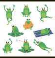cute green toad cartoon character set vector image