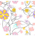pink flowers blooming pattern pastel watercolor vector image