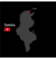 detailed map of tunisia and capital city tunis vector image