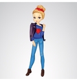 fashion girl in leather jacket vector image