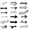 hand drawn arrows with doodle style isolated vector image