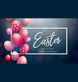 happy easter with red painted egg vector image vector image