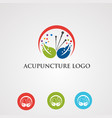 acupuncture logo with leaf and digital concept vector image