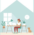 girl freelancer work remotely from home vector image vector image