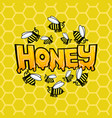 honey sign with a bee vector image vector image