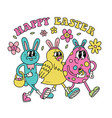 retro poster in groovy style happy easter vector image