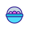 basket with egg icon isolated contour vector image