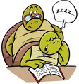 sleeping turtle on lesson cartoon vector image