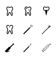 black dental icons set vector image