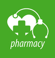 logo heart a cross and stethoscope vector image