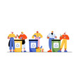 people sorting waste to garbage containers vector image vector image