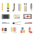 drawing tools icons flat set vector image