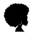 70s afro hairstyle woman head profile silhouette vector image