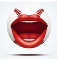 baseball ball with a talking female mouth vector image vector image