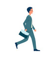 cartoon businessman in suit holding suitcase vector image