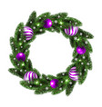 christmas wreath with lilac balls vector image