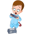 kid with christmas gift vector image vector image