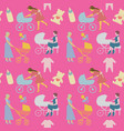mother with pram seamless pattern in retro style vector image vector image