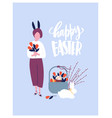 easter greeting card template with wish vector image vector image
